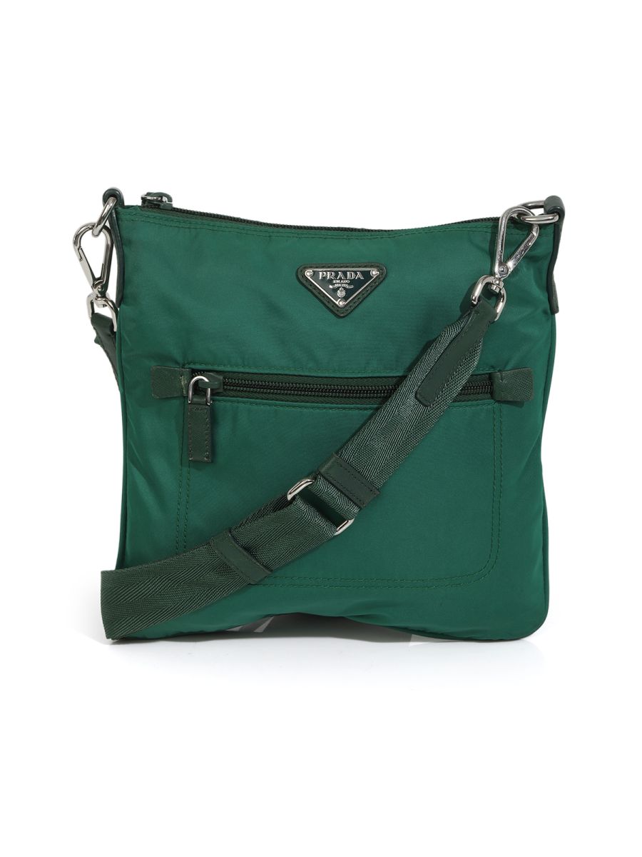 Prada Green Tessuto Nylon Messenger Bag
