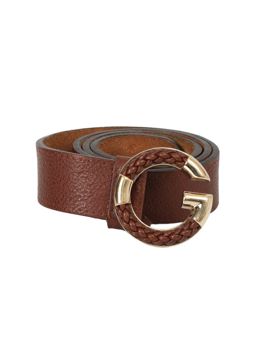 Gucci Brown Braided Buckle Leather Belt Size: 36