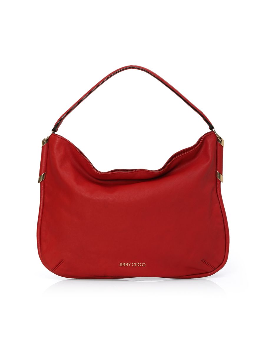 Jimmy Choo Red Leather Hobo Bag Medium