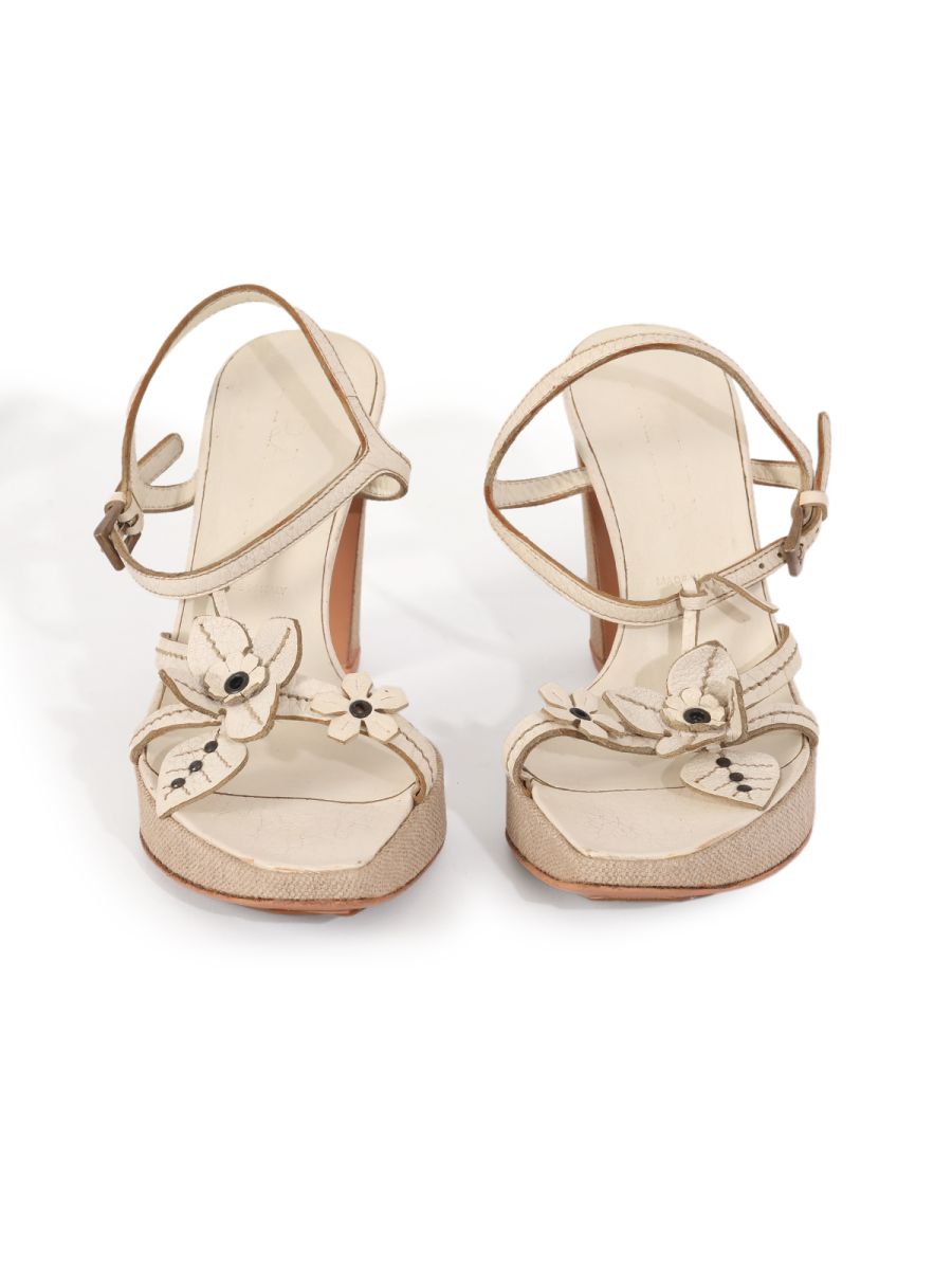 Prada White Flowered Heels /37