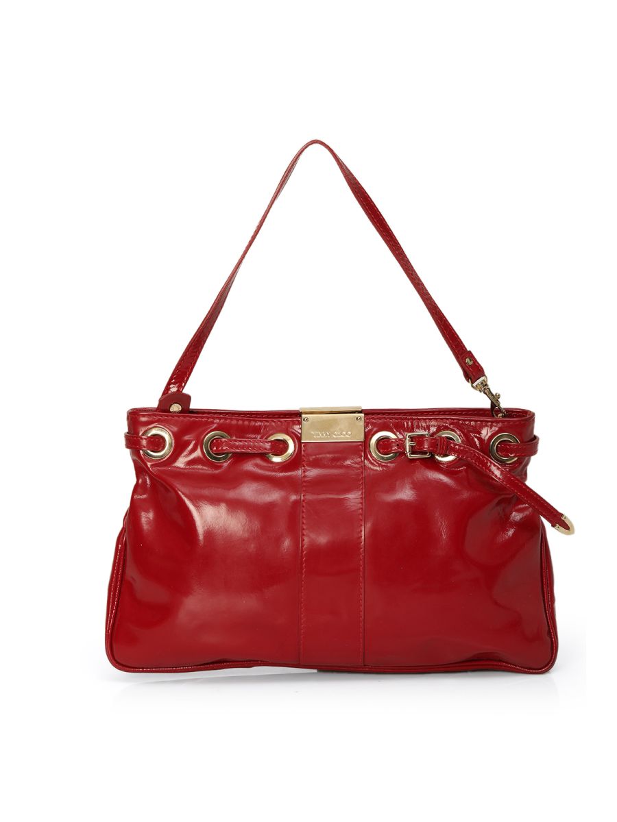 Jimmy Choo Cherry Red Patent Leather Shoulder Bag One Size