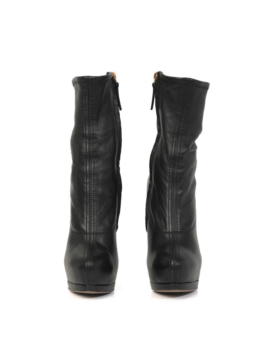 Black Platform Leather Boots//Size-36EUR