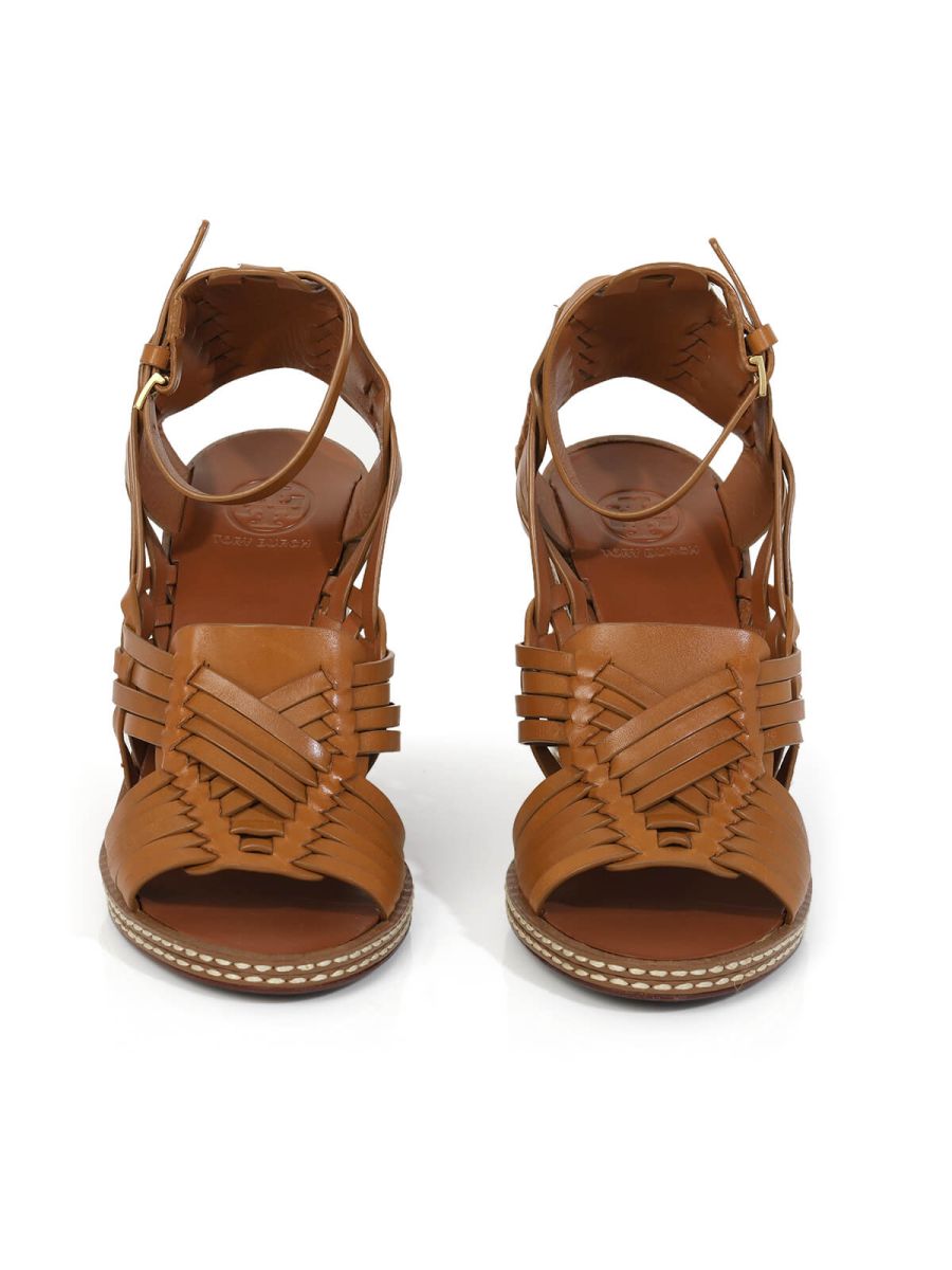 Nadia Tan Woven Leather Heels/Size-5M 