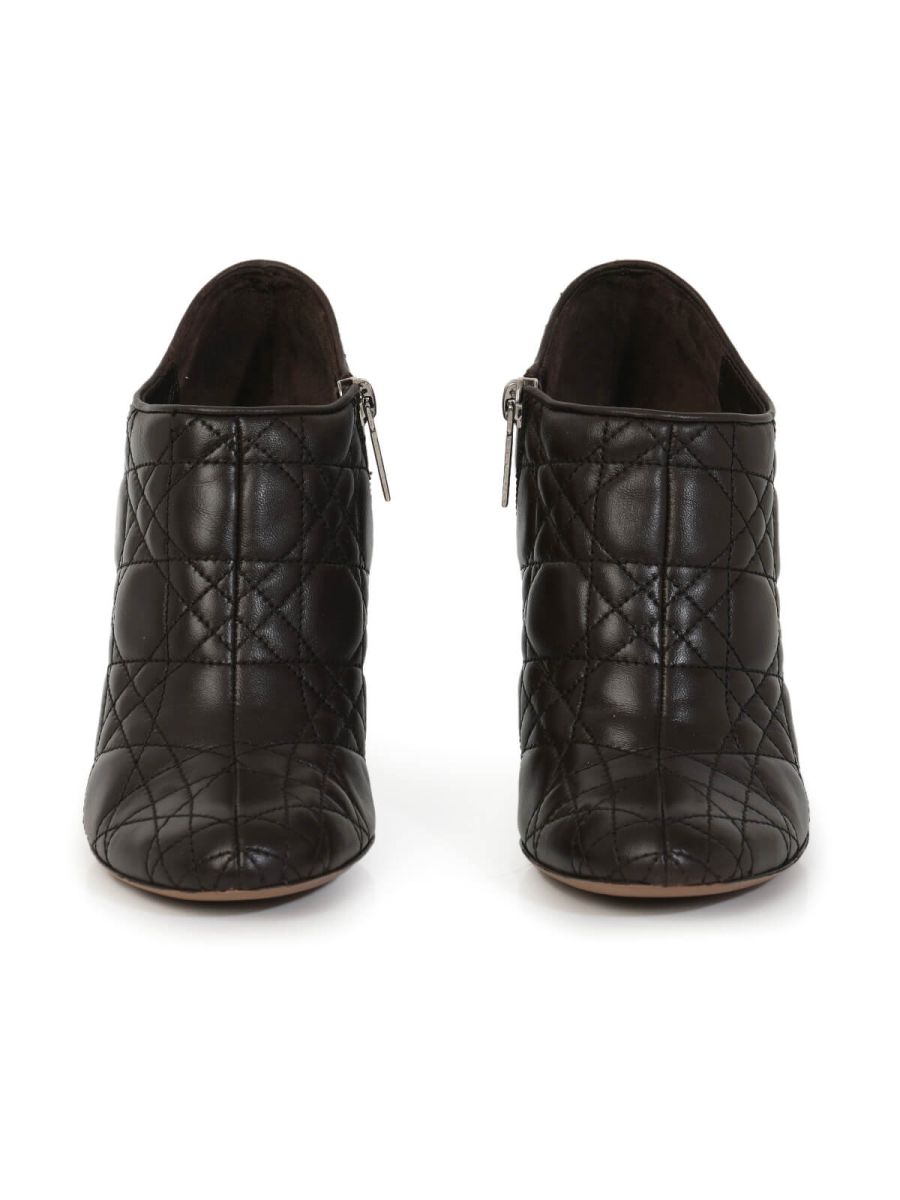 Brown Quilted Cannage Booties/Size-36EUR