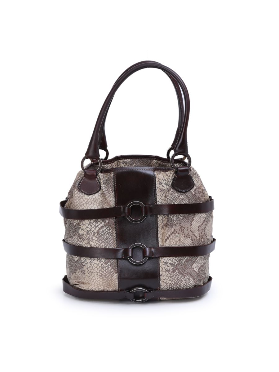Valentino Garavani Leather Belt trim Fabric Handbag