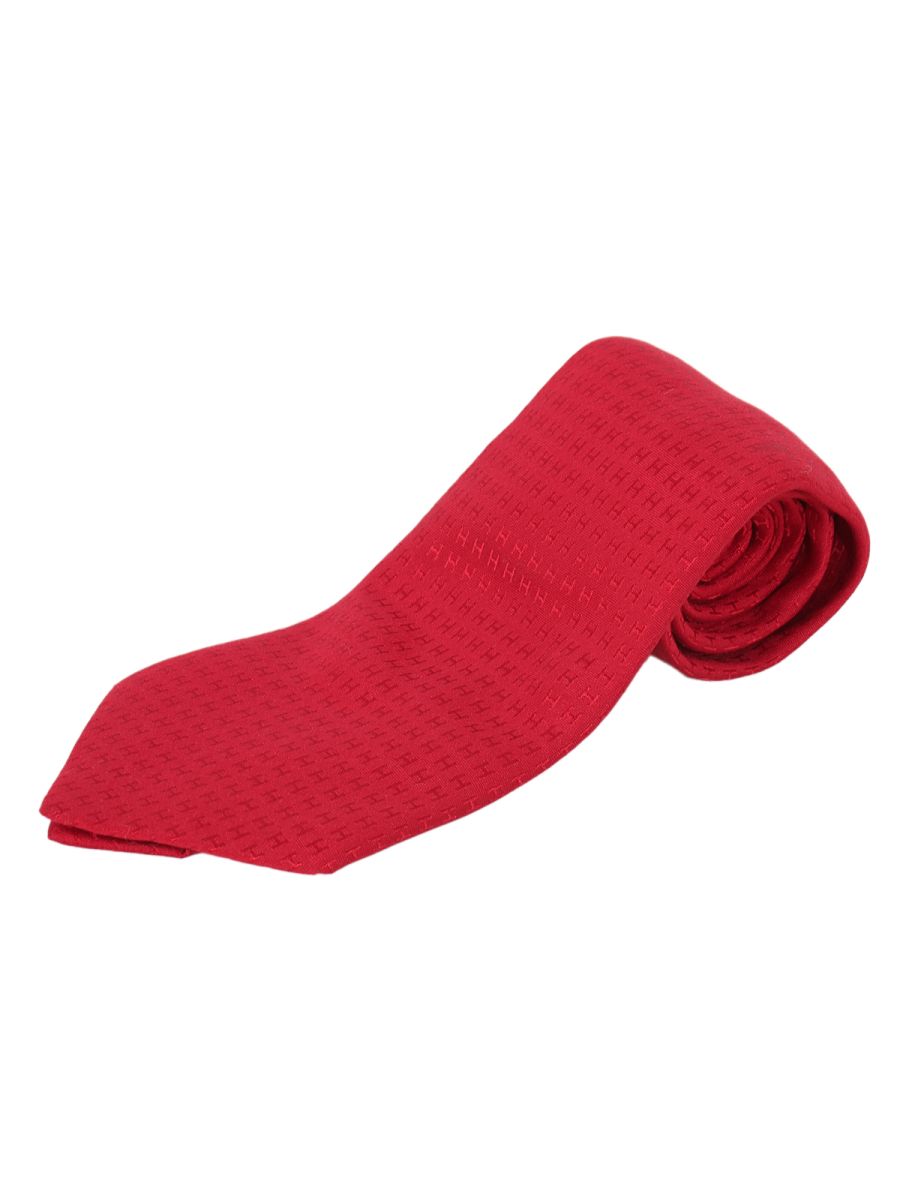 Hermes Jacquard H Pattern Red Tie