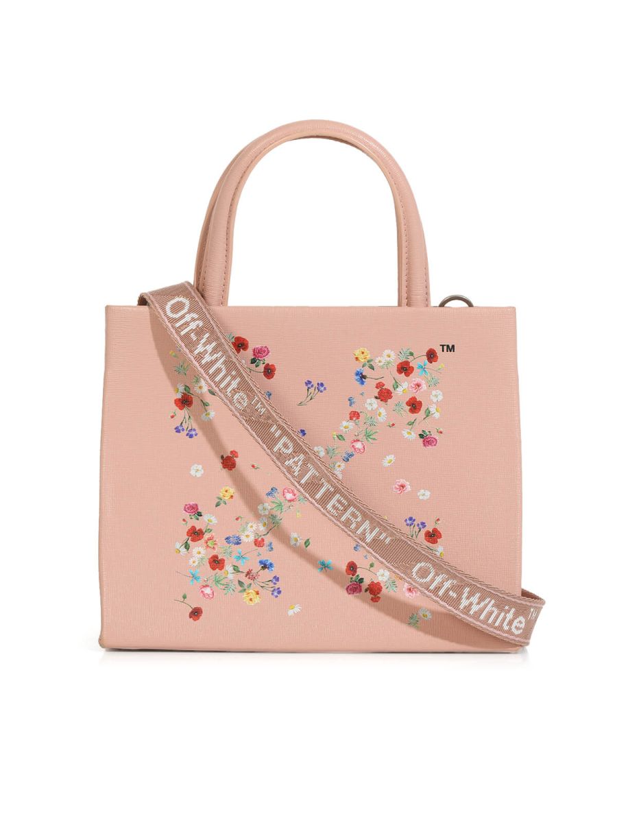 Floral Arrows-Motif Pink Hand Bag with Strap