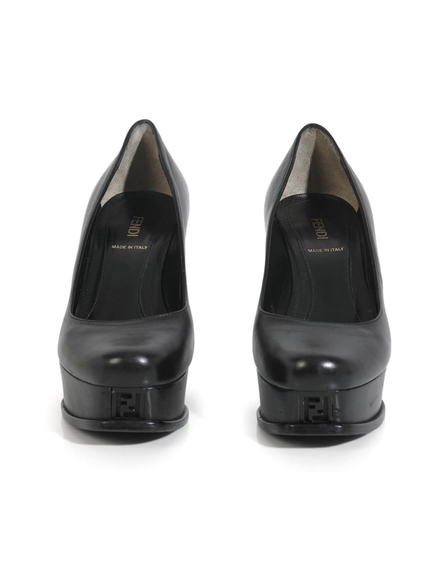 Black Leather Heels/Size-37.5EUR