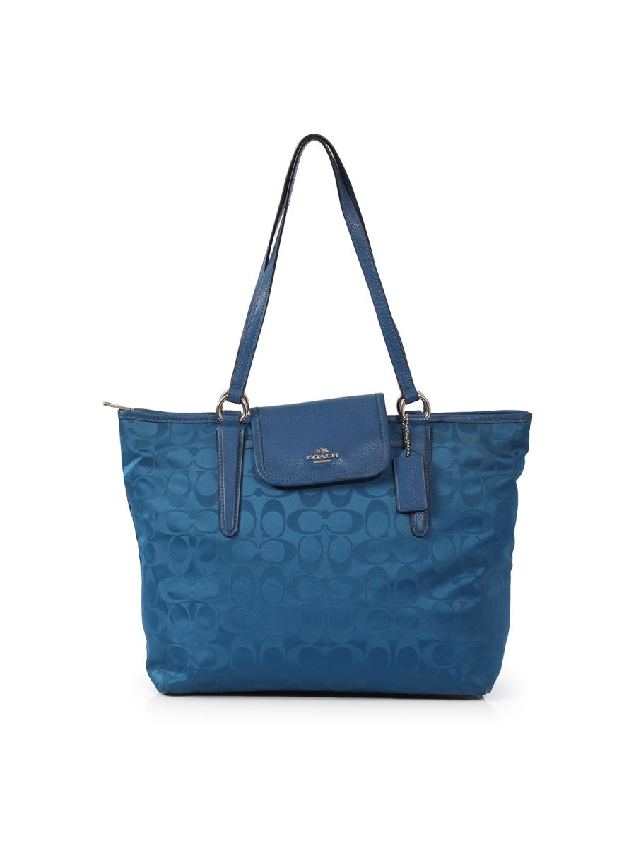 Coach Signature C Nylon Packable Weekender Travel Tote Blue Bag