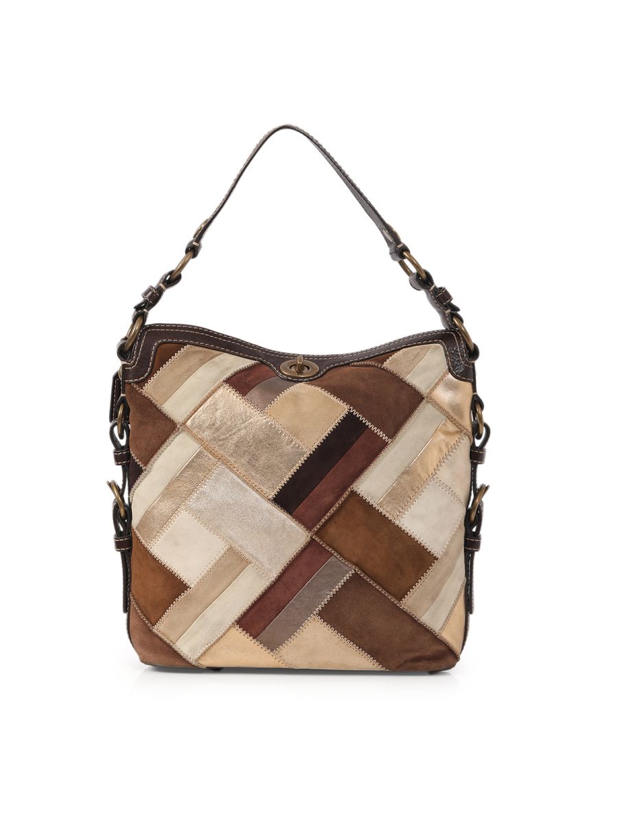 Coach Chelsea Mixed Leather Patchwork Shoulder Hobo Bag