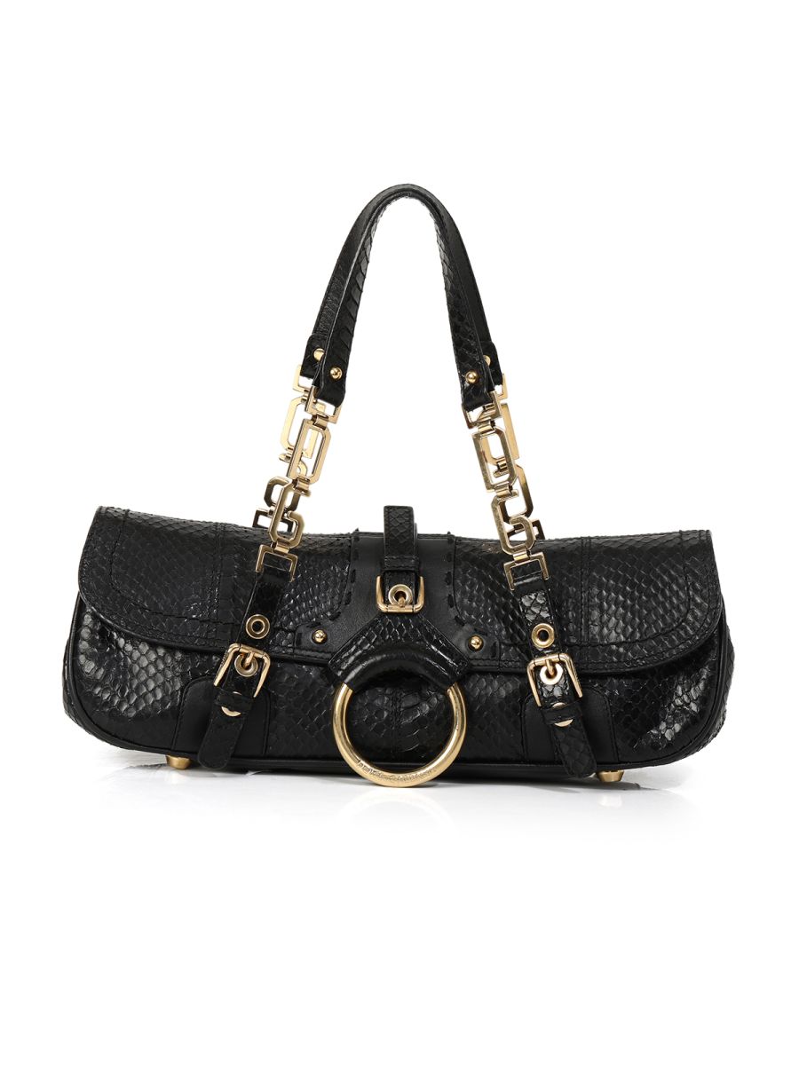 Dolce & Gabbana Black Snakeskin Embossed Shoulder Bag