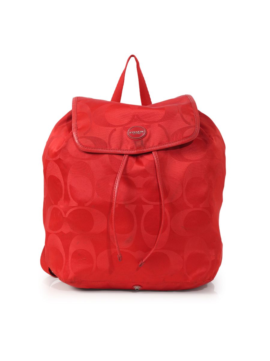 Coach Red Signature Canvas Backpack