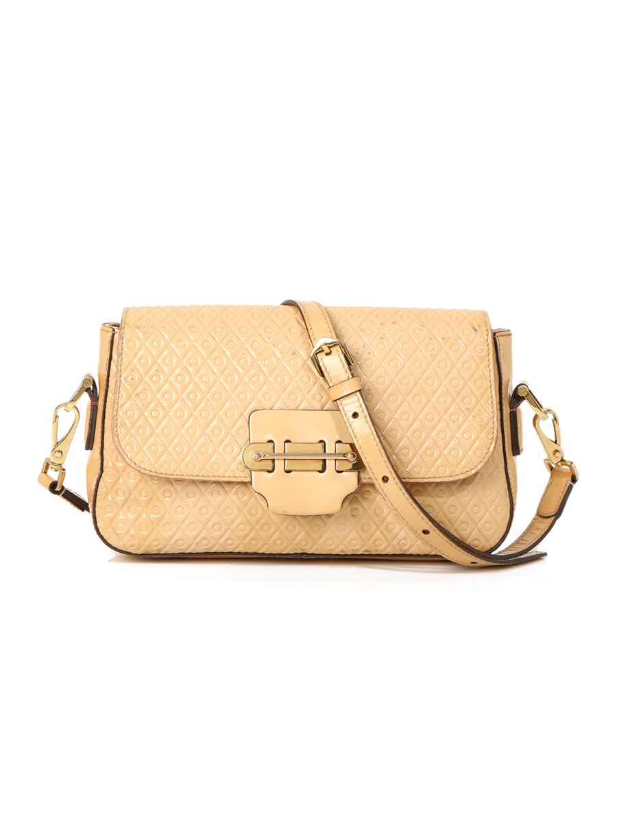 Tod's signature collection patent leather beige crossbody bag