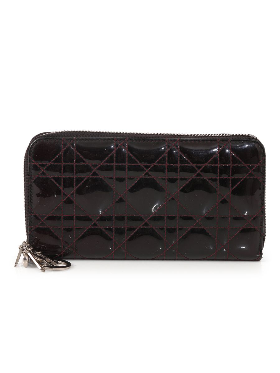 Christian Dior Wine Cannage patent leather women's clutch