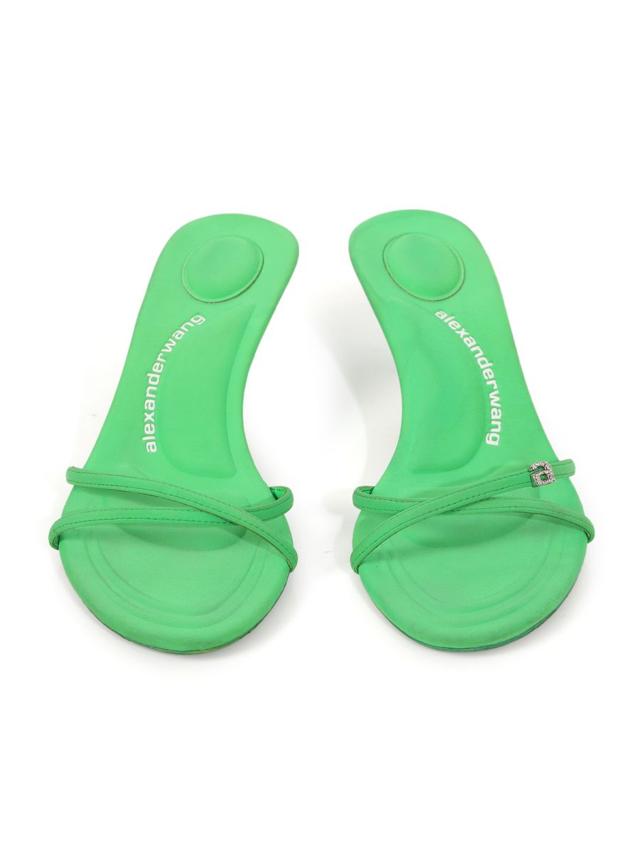 Alexander Wang Dahlia 50 Logo-Print Sandals In Neon Kelly Size: 39