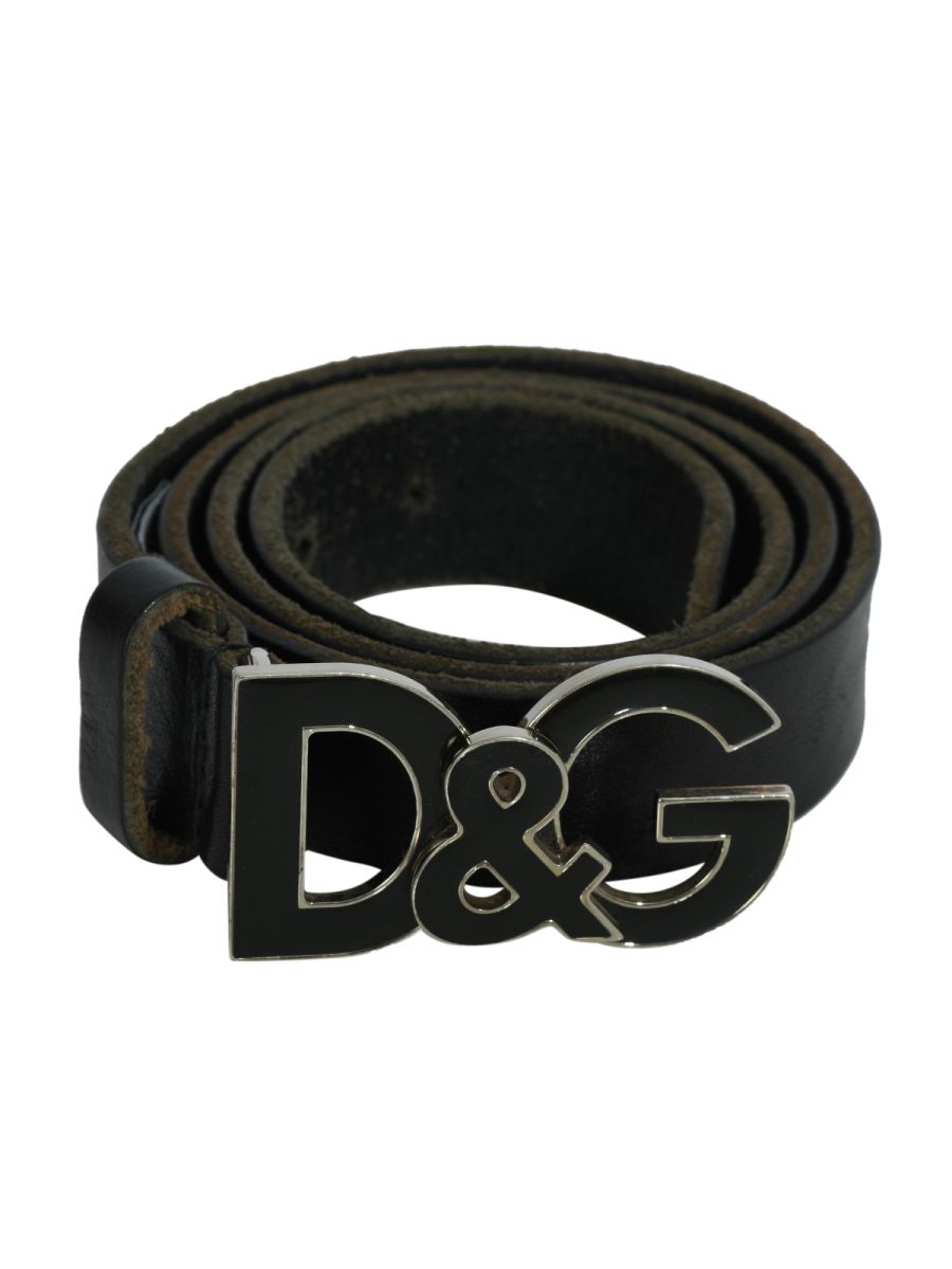 D&G Black Leather Belt Size-30"
