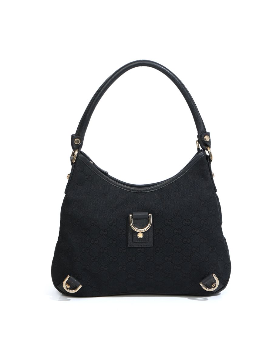 Gucci Black GG Canvas Abbey D Ring Hobo Bag Small