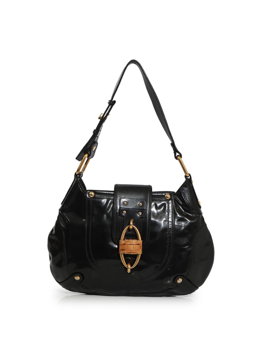 Salvatore Ferragamo Patent Leather Black Handbag