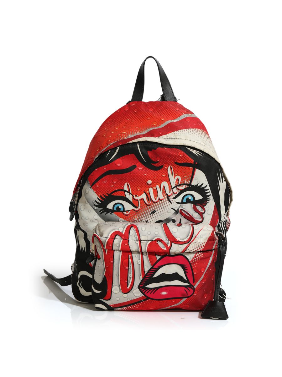 Moschino Multi Color Eyes Collection Print Nylon Backpack Medium
