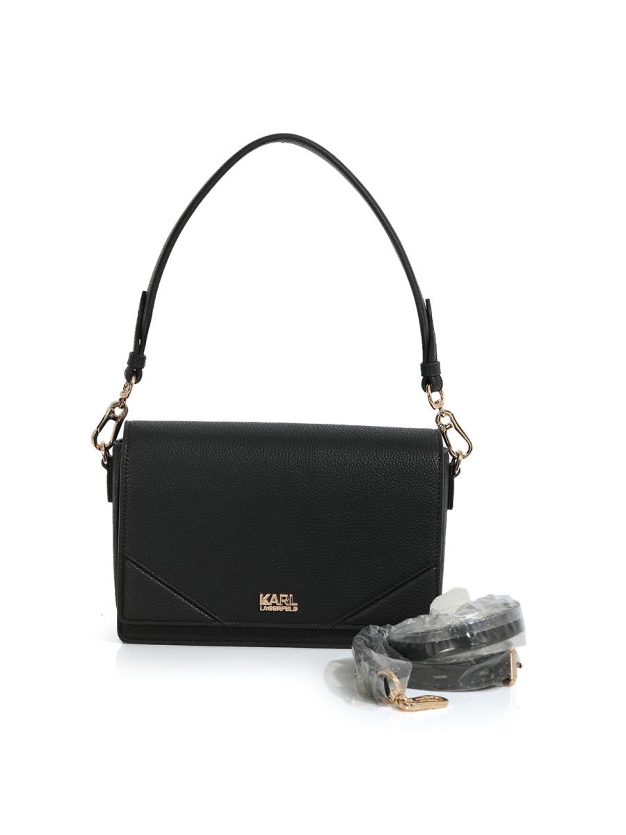 Karl Lagerfield Black Leather Shoulder Bag