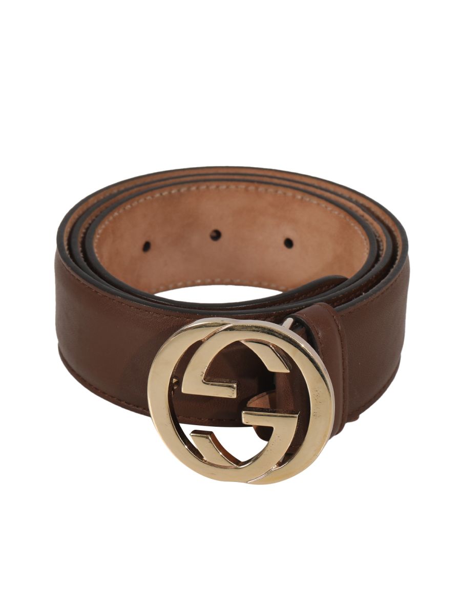 Gucci GG Interlocking Leather Belt Size: 32"
