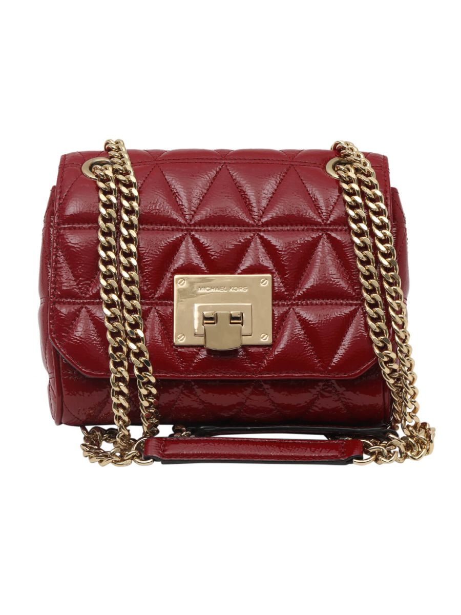  Cherry Red Sloan Quilted Chain Shoulder Bag