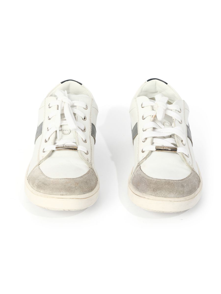Christian Dior White Leather Suede Trim Trainers Size-34