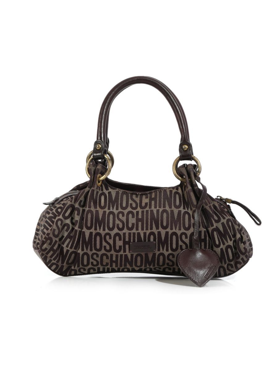 Moschino Brown Monogram Shoulder Bag Small