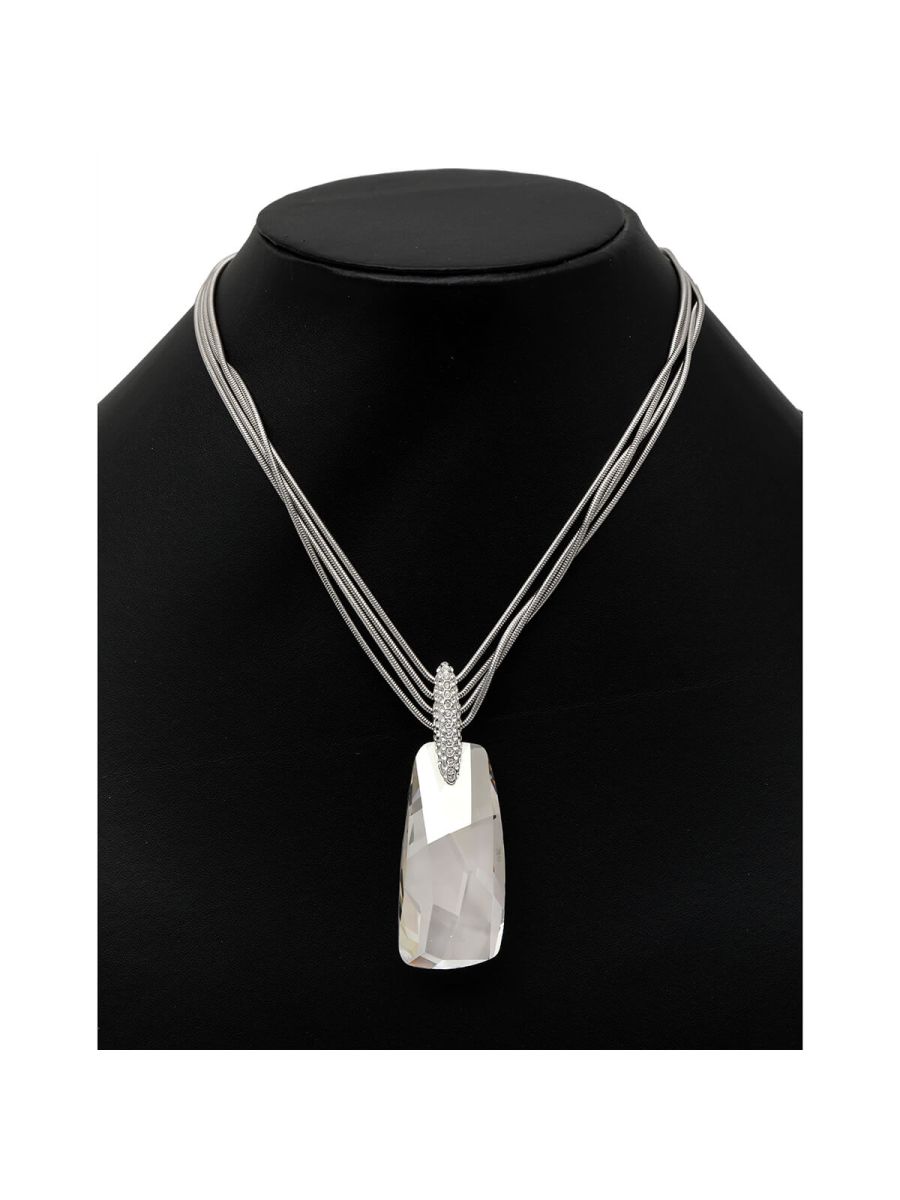 Stone Layer Necklace In Silver