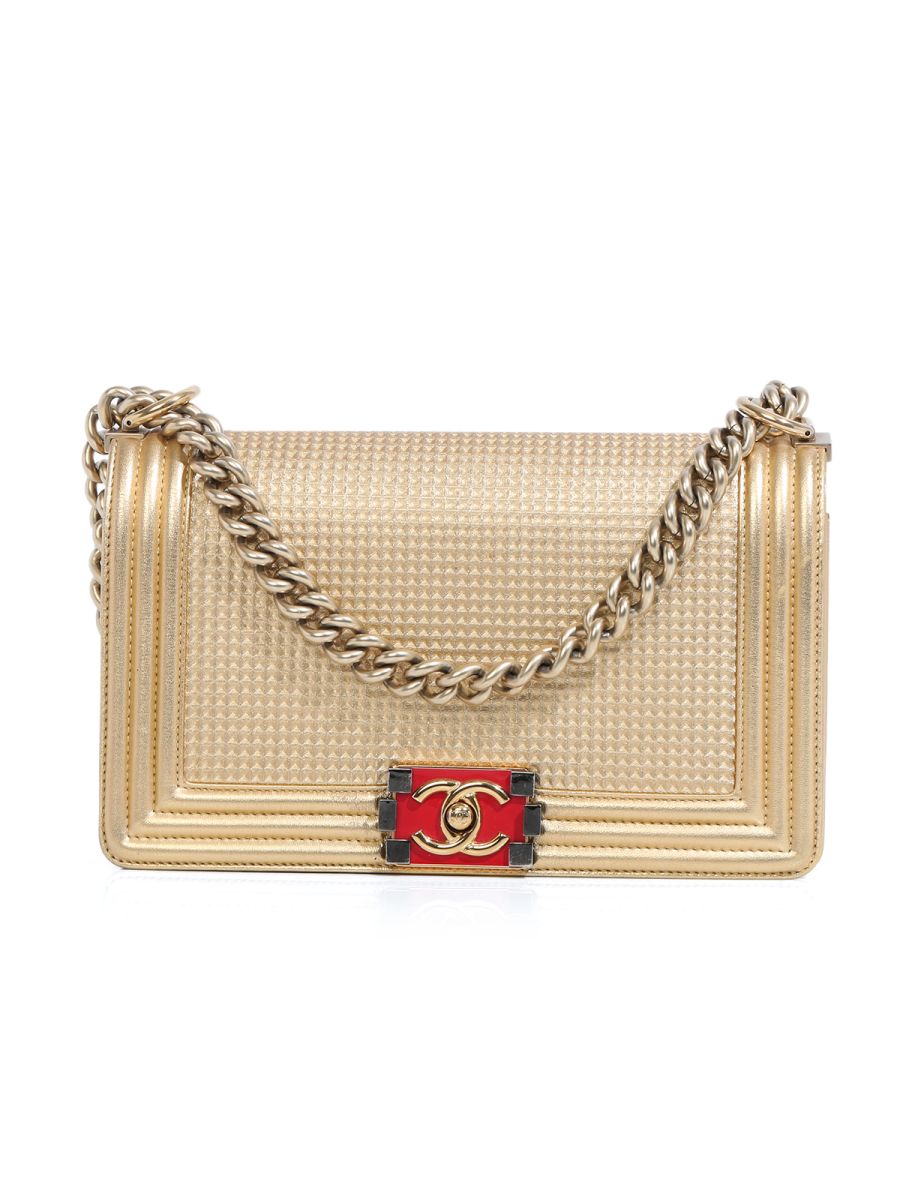 Chanel Boy Small Gold Cube Shoulder Bag Small