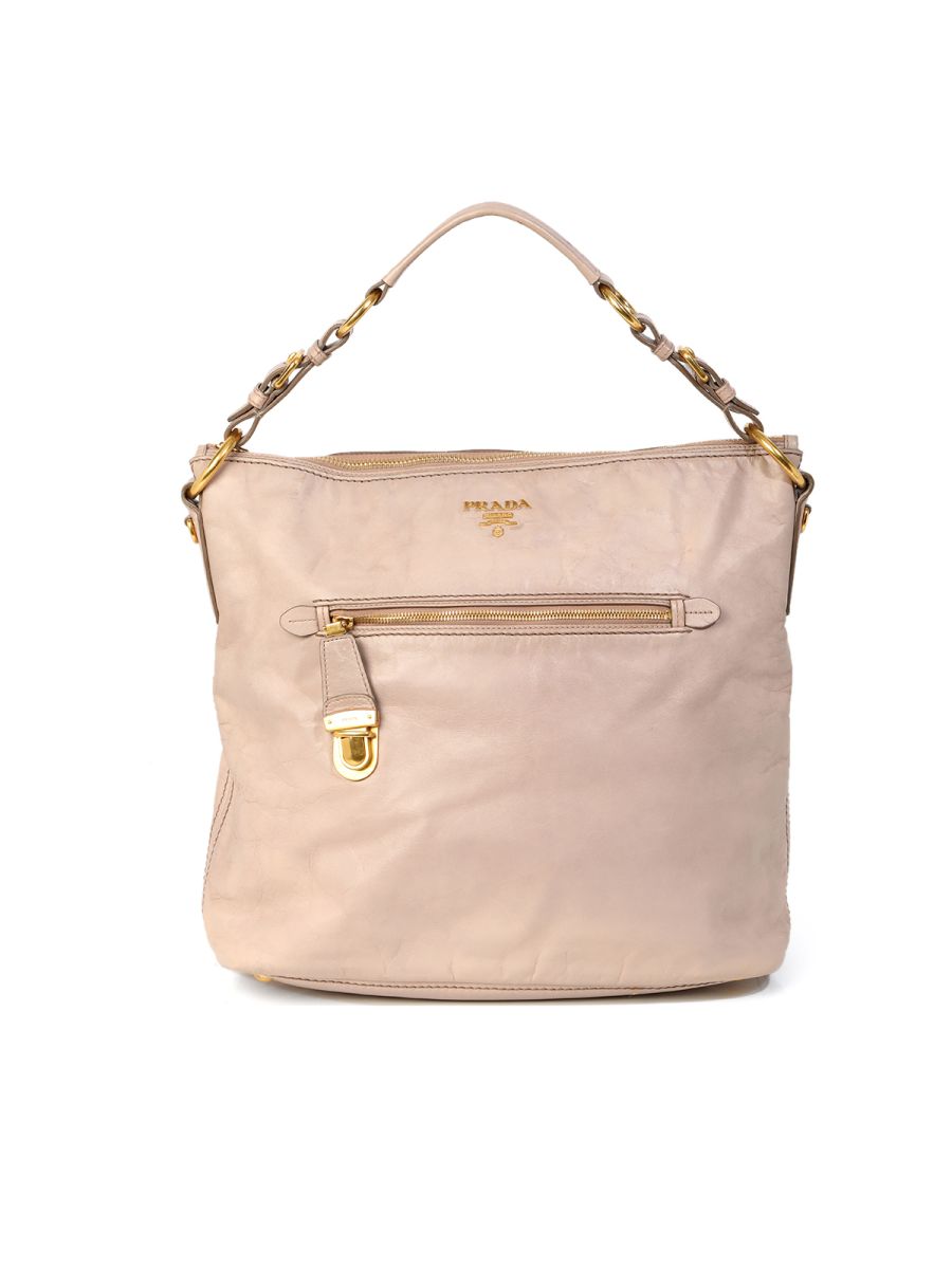 Prada Pink Soft Calf Leather Hobo Bag