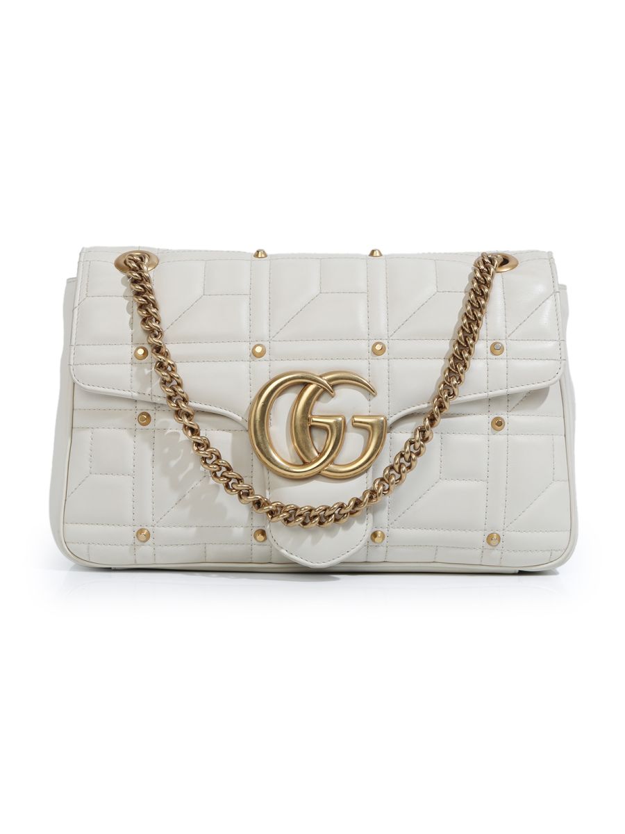 Gucci Calfskin Matelasse Studded GG Marmont Shoulder Bag Large