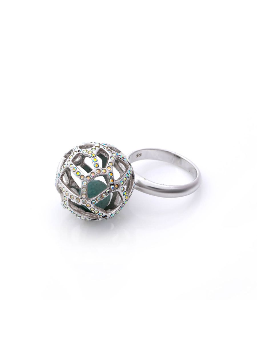Crystal Jade Ball Ring