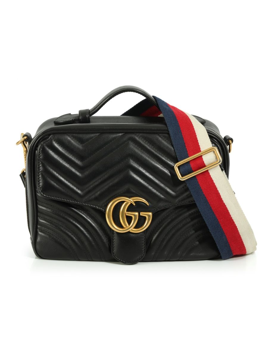 Gucci GG Marmont Sylvie Web Black Crossbody Bag Medium
