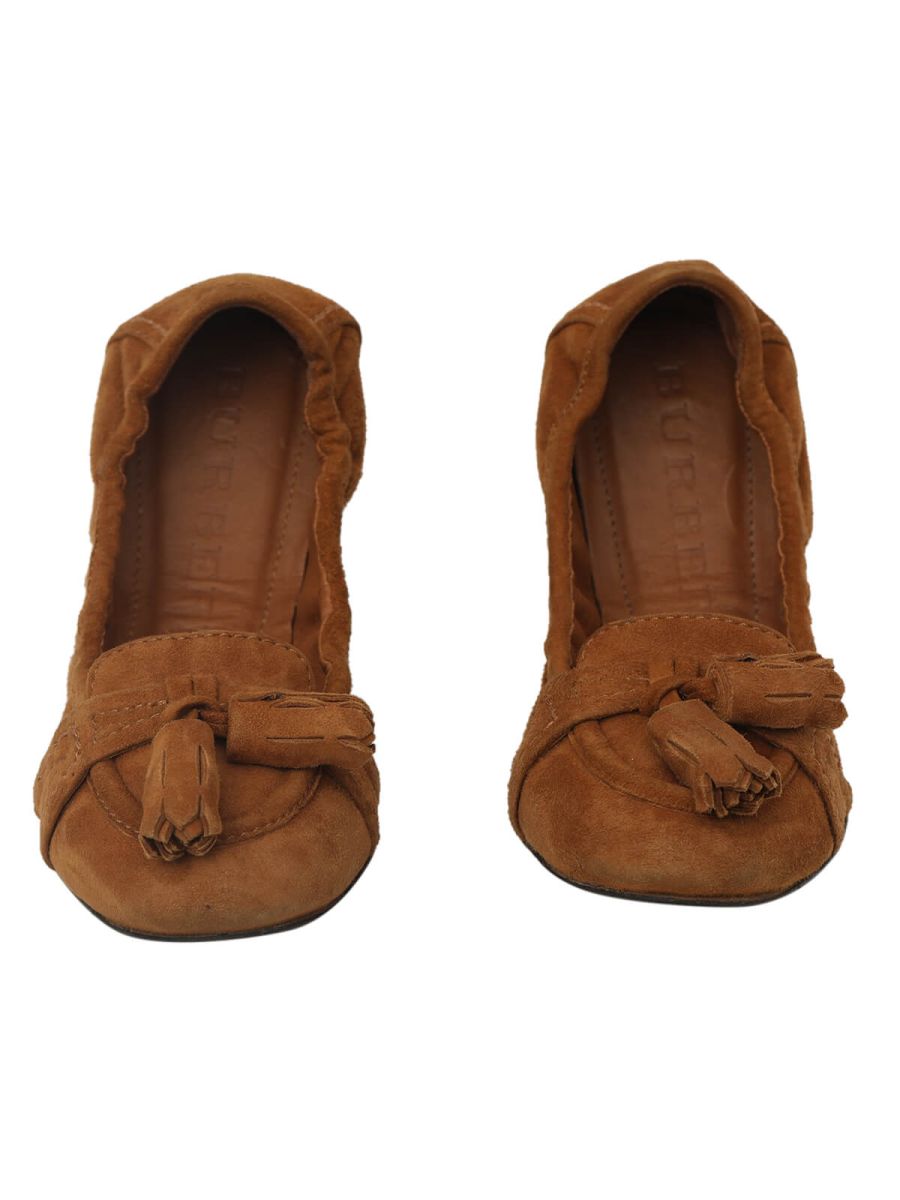 Tan Suede Women's Loafers/Size-38EUR