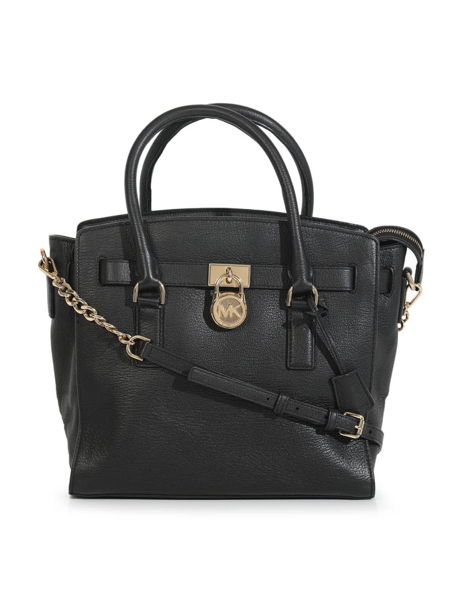 Saffiano Leather Black Hamilton Handle Bag with Strap