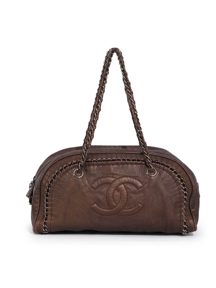 Chanel Metallic Brown Bowling Bag Medium