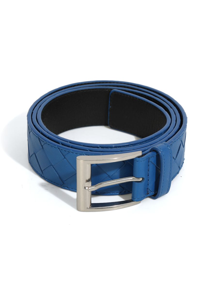 Bottega Veneta Blue Intrecciato Men's Belt 44 inches