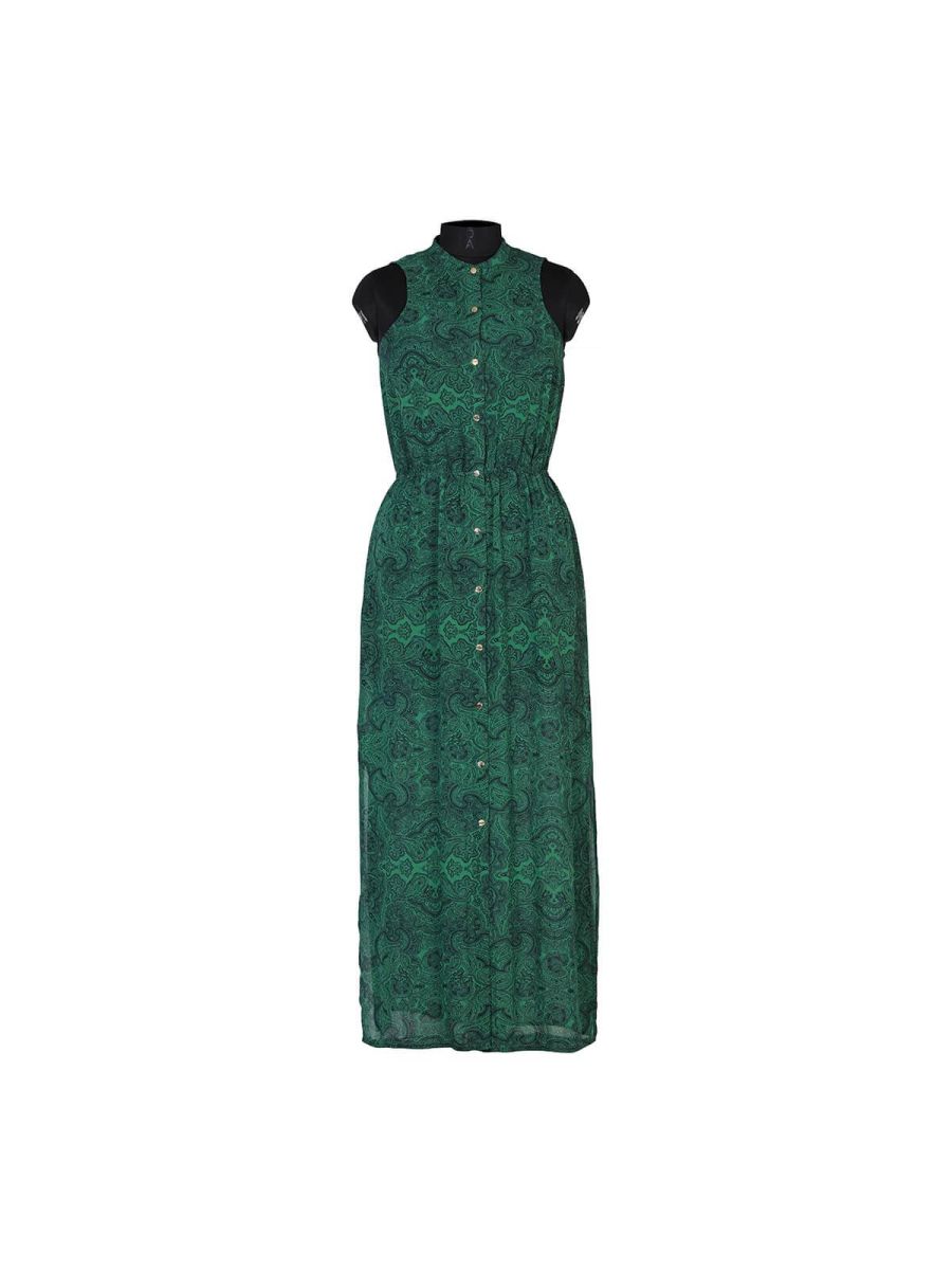 Green Printed Half Sleeves Dress/Size-M