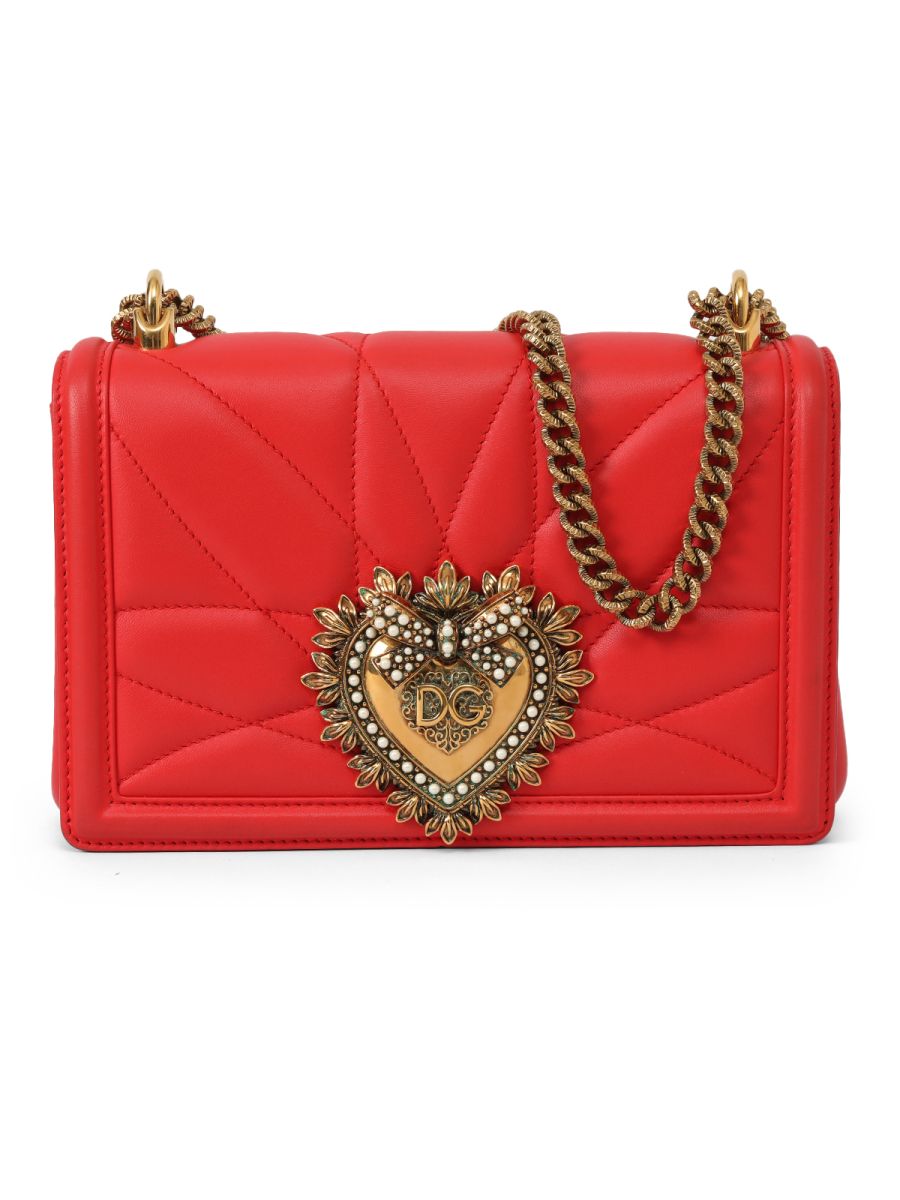 Dolce & Gabbana Red Quilted Devotion Small Shoulder Bag