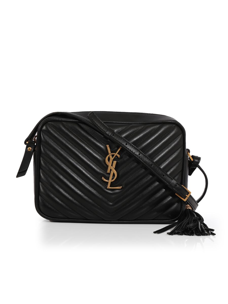 YSL Lou Black Quilted Leather Camera Bag One Size