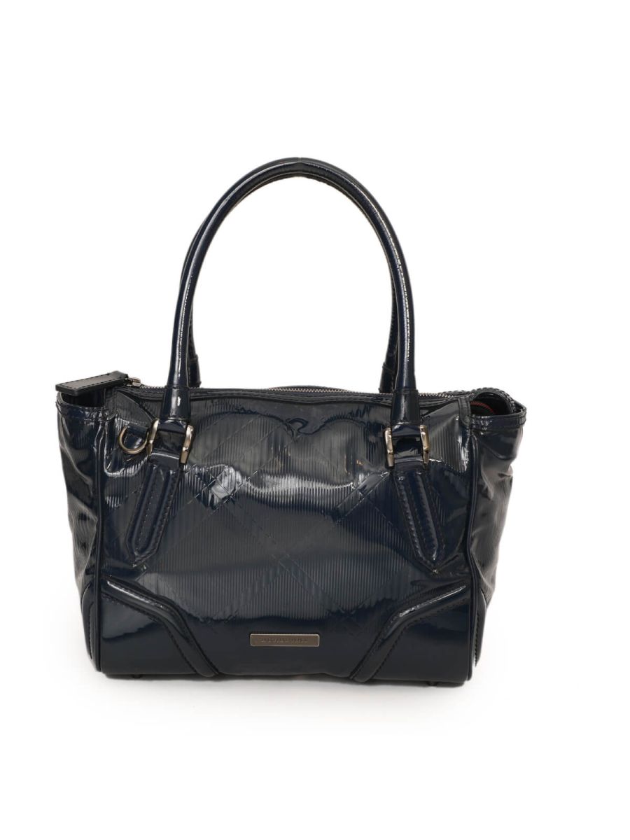 Embossed Check Patent Leather Bag
