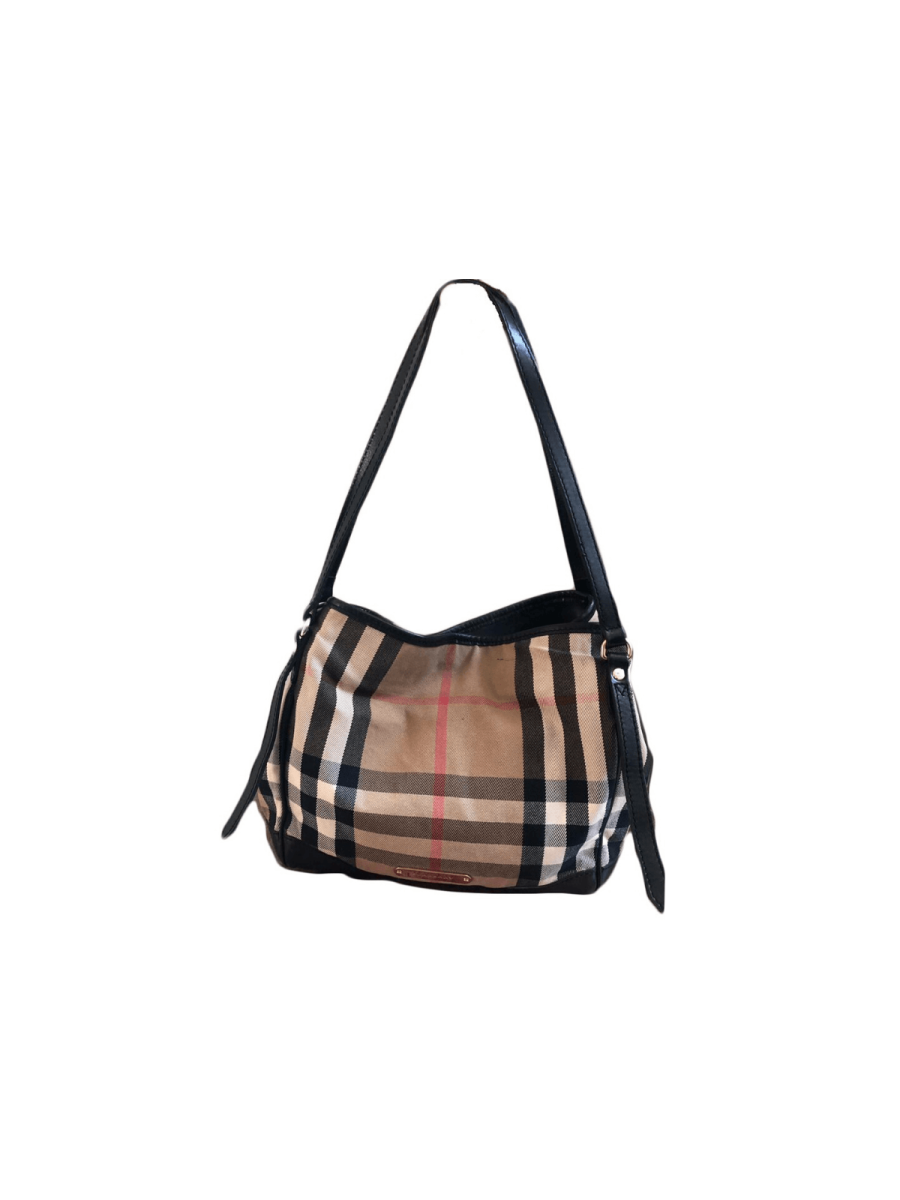 Black House Check Fabric and Leather Canterbury Tote
