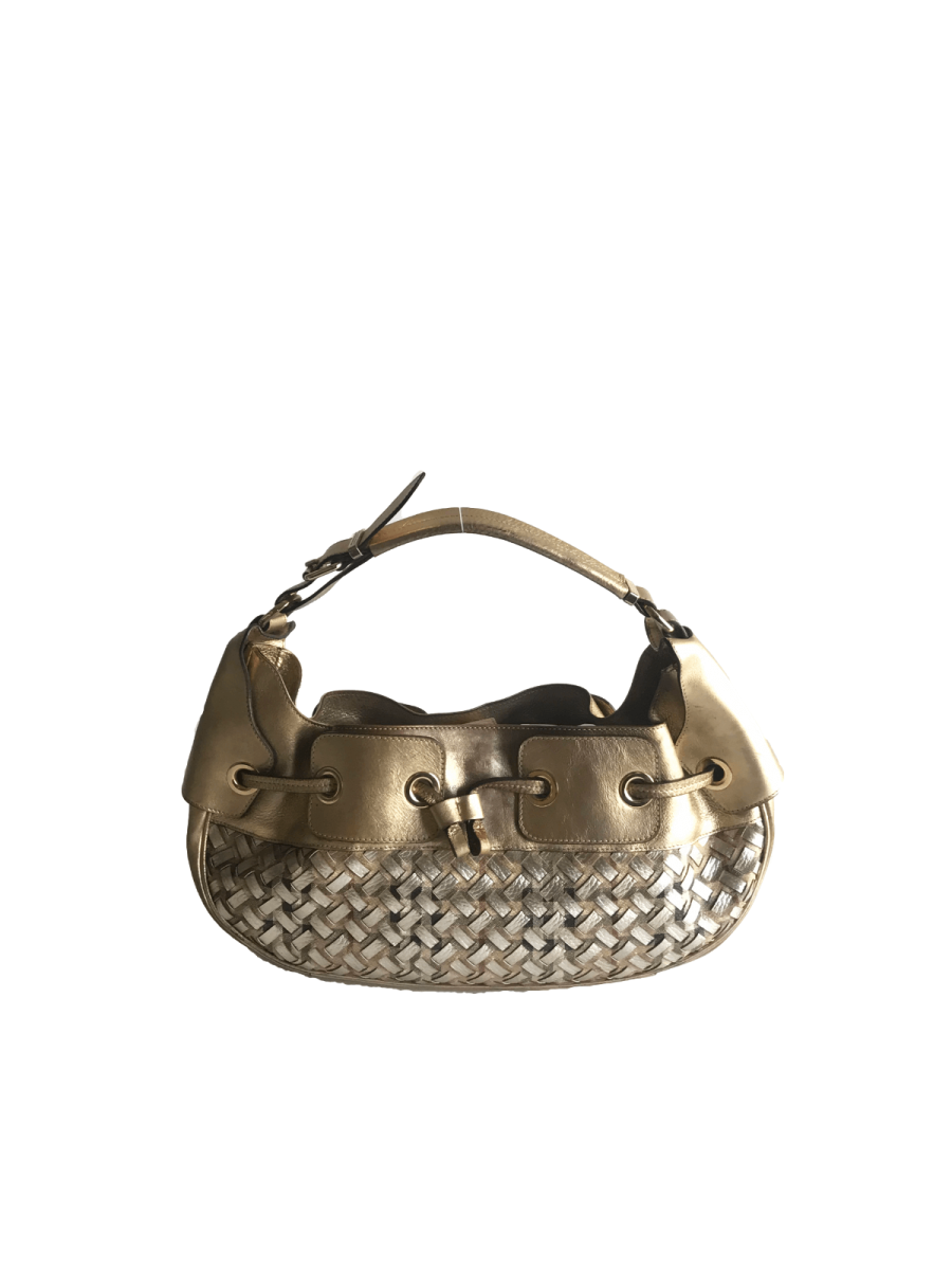 Handbag EUC Woven Nova Check Gold/ Sliver Metallic Leather bag