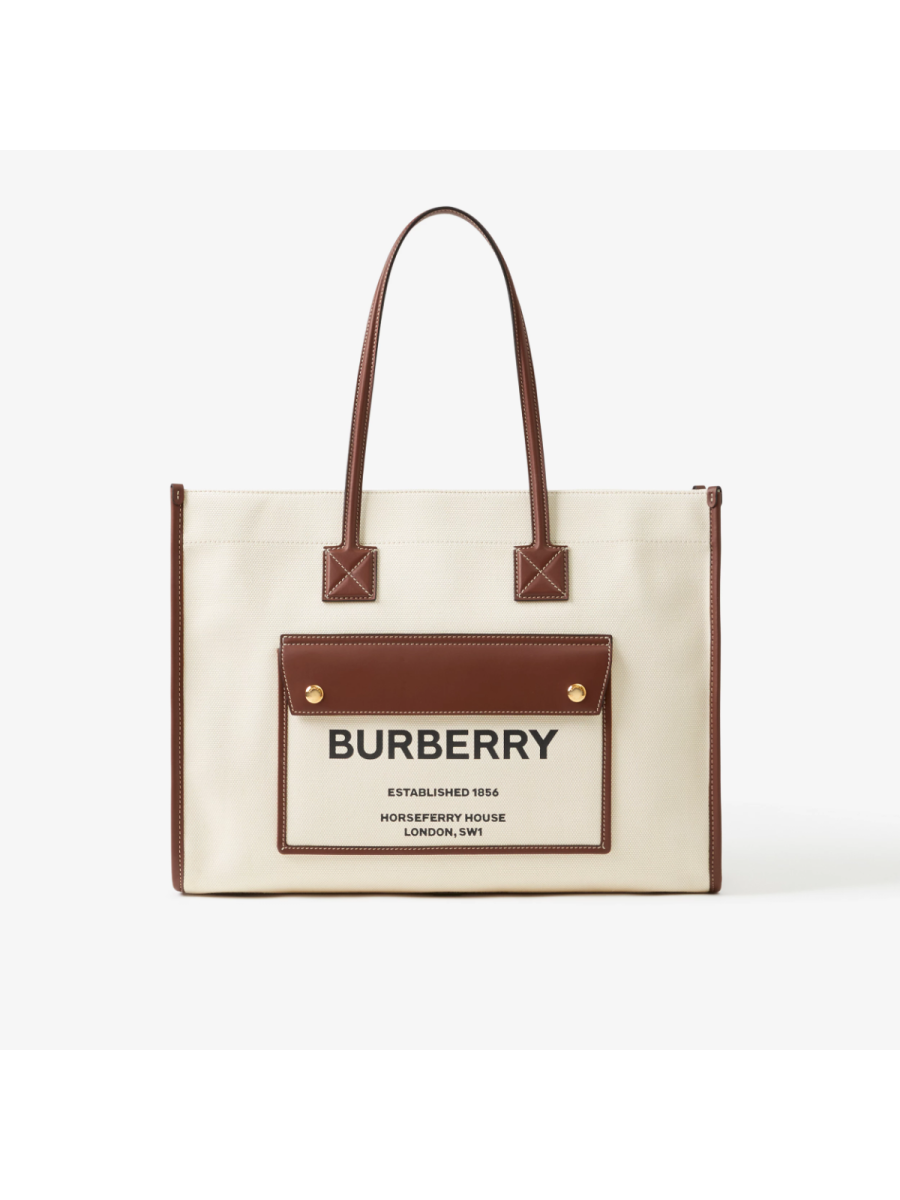 Burberry Two-tone Canvas and Leather Bag