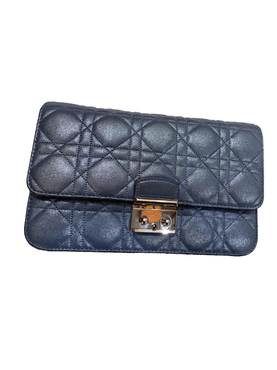 Dior Blue Cannage Quilted Leather Clutch Bag