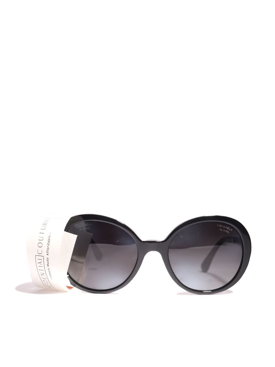 Women's Black Acetate Oval Sunglasses