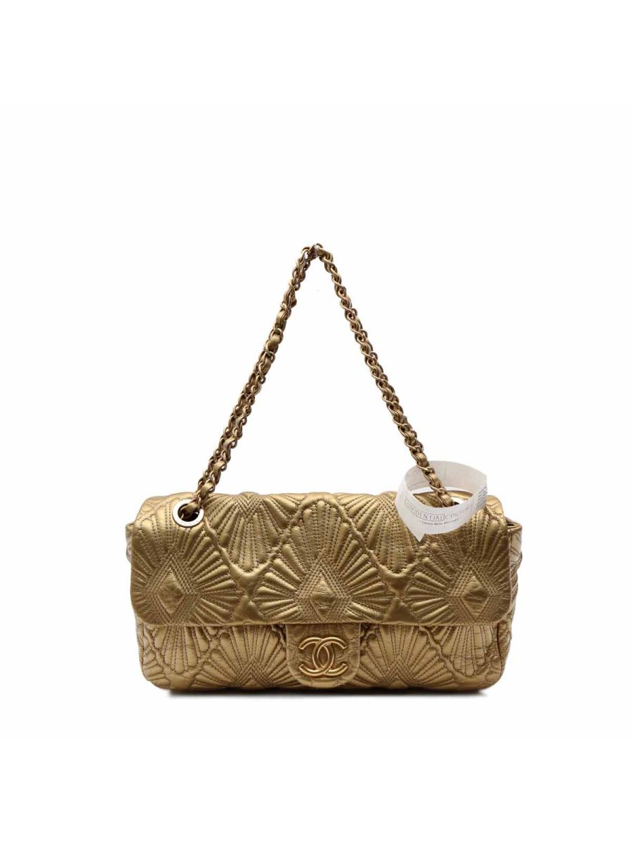 Limited Editon Quilted Front Flap Gold Bag 