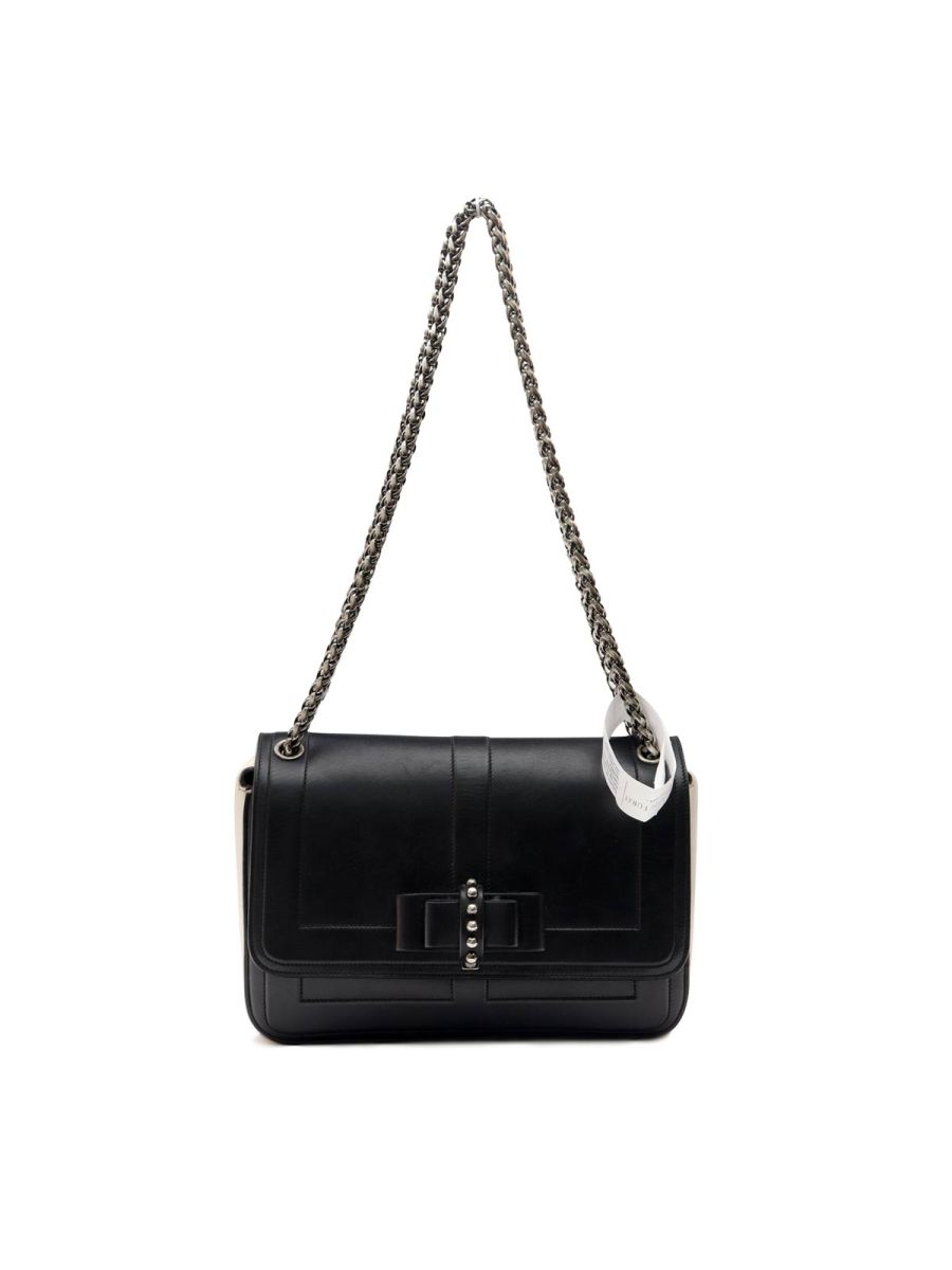 Sweet Charity BLACK AND WHITE LEATHER FLAP BAG