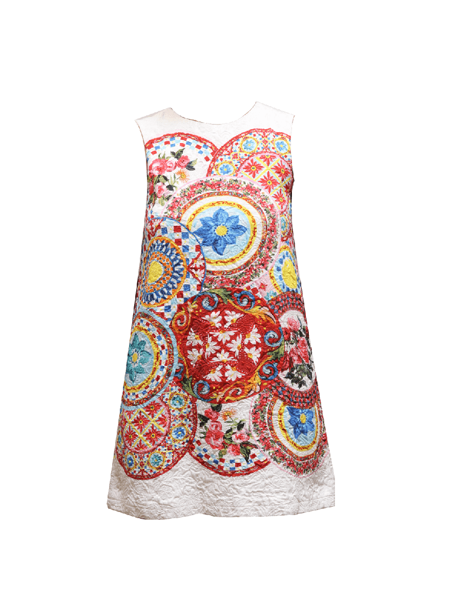 Dolce&Gabbana Printed Multi colored Floral Printed Dress Size UK 12